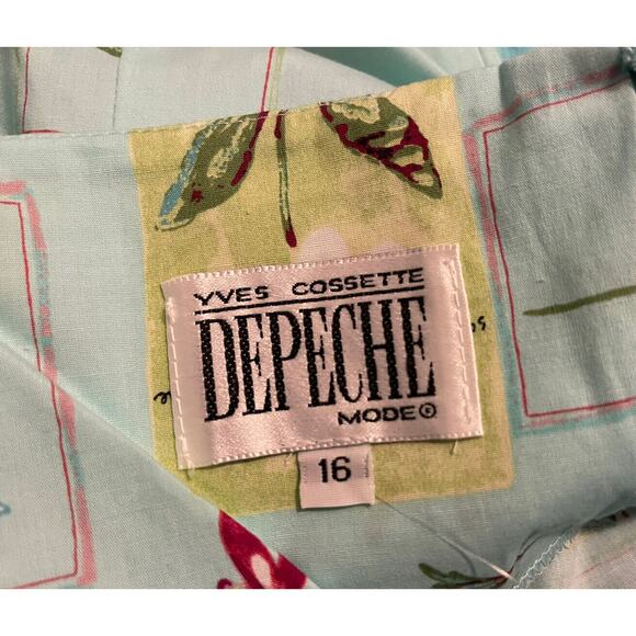 16 Yves Cossette Depeche Mode Floral Sundress Turquoise Zipper NWT - Picture 8 of 8